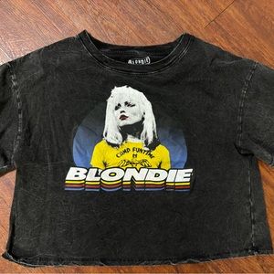 New Blondie Black mineral wash cropped tee